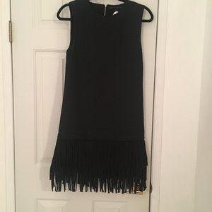 NWT English Factory Black sleeveless dress with fringe/tassel  hem size Small